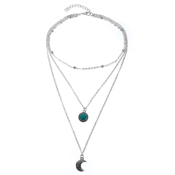 NEW! TURQUOISE MOON MULTILAYERED NECKLACE - Picture 3 of 6